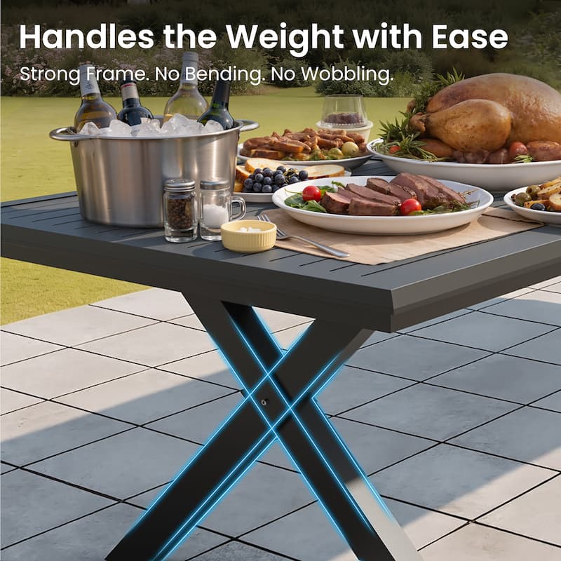 7/9/13/15-Piece Outdoor Patio Dining Set All-weather Aluminum Dining Table with Umbrella Hole and Adjustable Folding Chairs