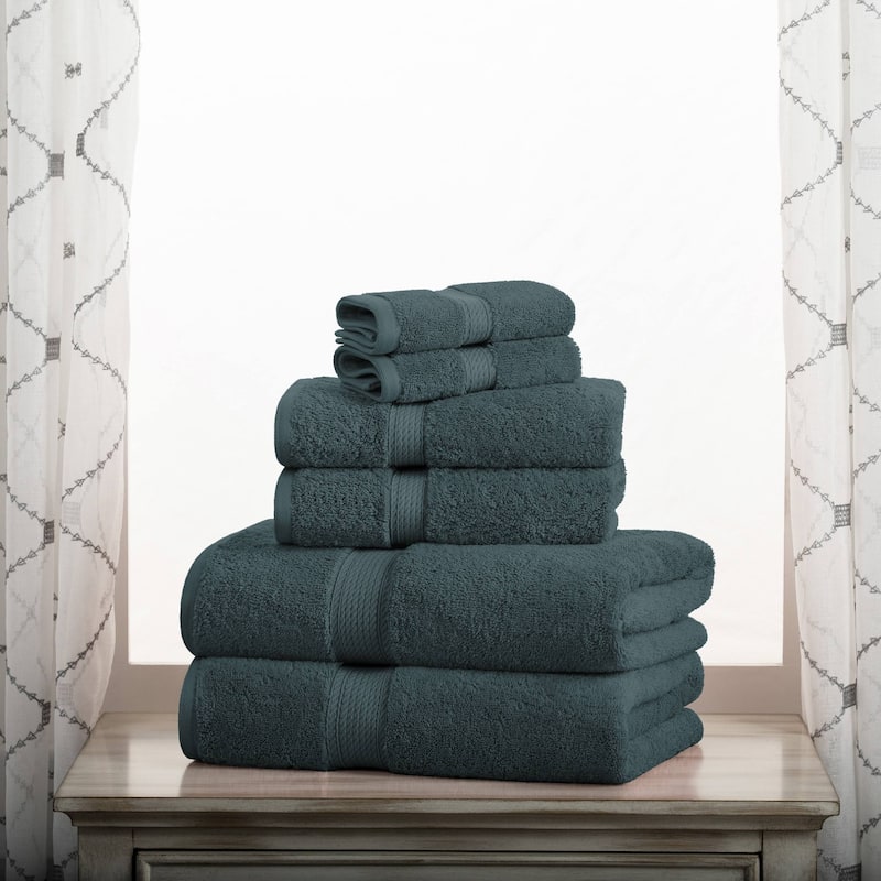 Superior Egyptian Cotton Pile Heavyweight 6-Piece Towel Set - 6-Piece Set - Teal