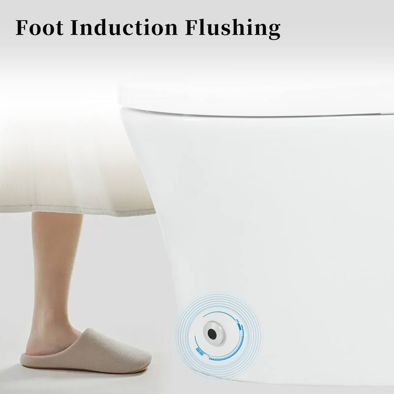 Smart Toilet with Heated Seat One Piece Elongated. Dual Flush 1.0 1.28 GPF. Foot Sensor Flush. Night Light