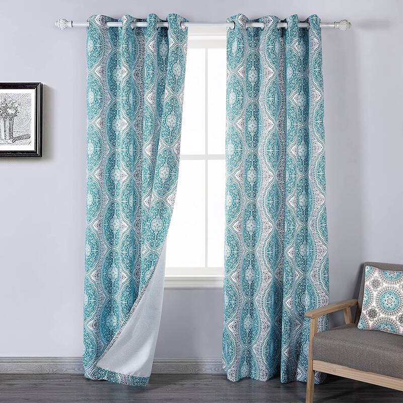 DriftAway Adrianne Pastel Damask Room Darkening Curtain Panel Pair