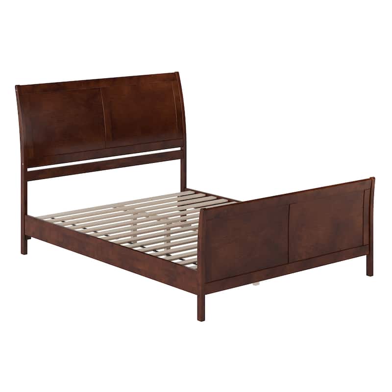Valencia Solid Wood Low Profile Sleigh Platform Bed with Matching Footboard