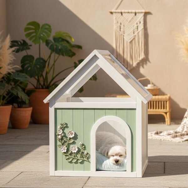 Cedar Indoor Cat House with Clear Acrylic Roof, Wooden Pet House
