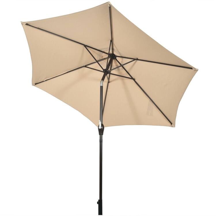 9-Foot Outdoor Market Patio Table Umbrella with Push-Button Tilt and Crank Lift for Sun Shade