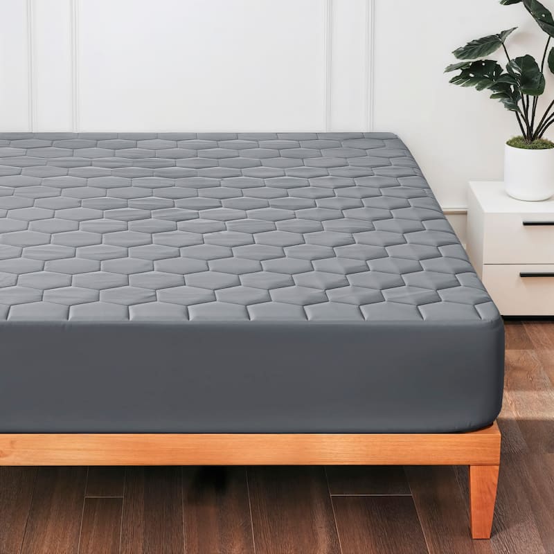 Virtu Quilted Fitted Mattress Pad Cover - Cal King - Cal King/Gray