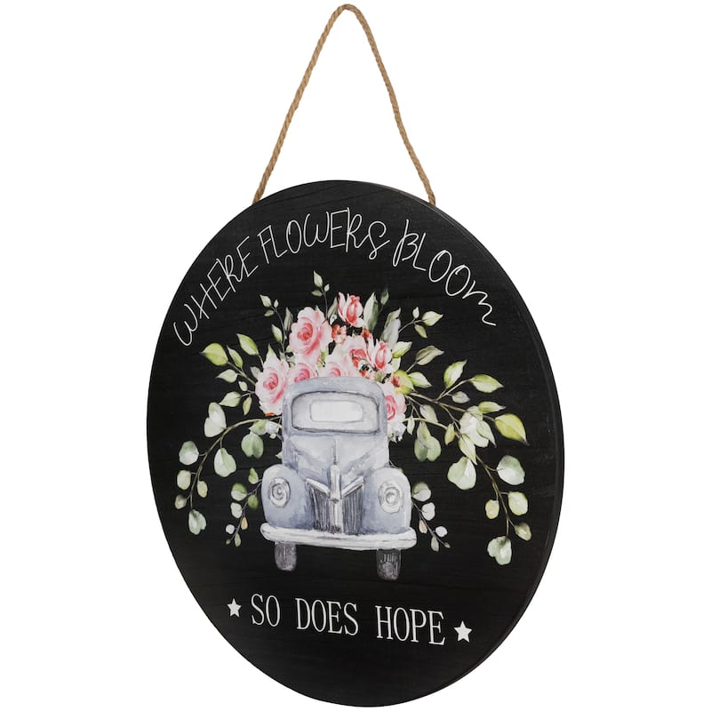 Where Flowers Bloom Wooden Wall Sign - 15.75"