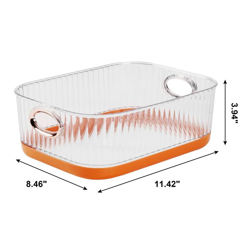 Set of 2 Plastic Storage Bins Organizers Stackable Clear Pantry Organizer Box Containers - Set of 2 - 3.94'Height