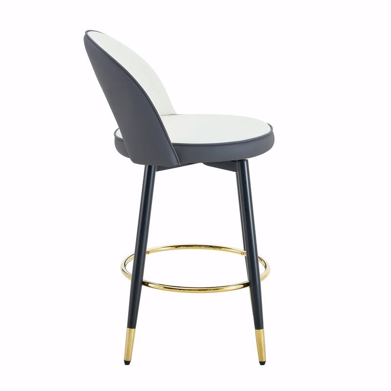 360° Rotatable Bar Chair with Modern PU Upholstery and Metal Legs