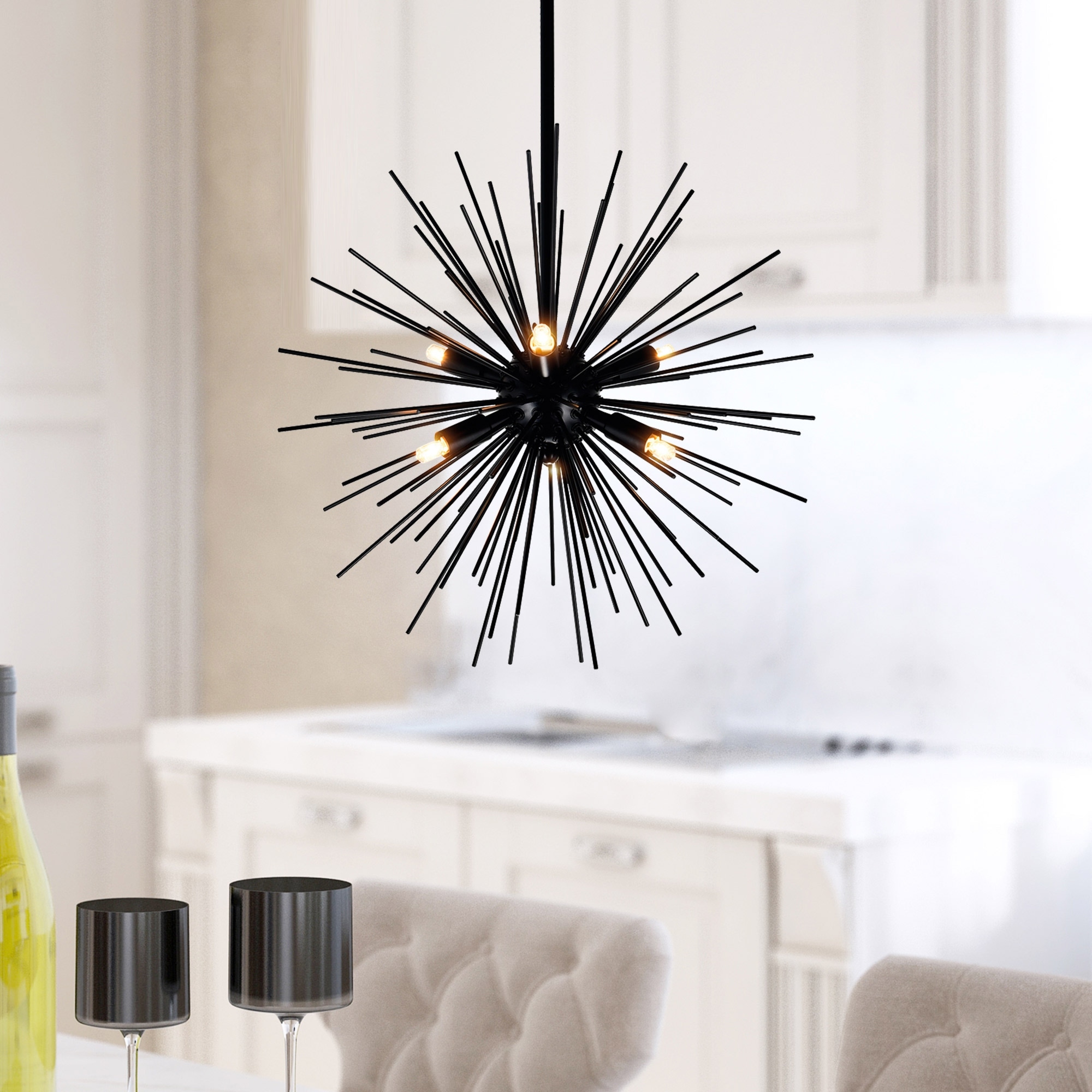 CWI Lighting Savannah 6 Light 16in Black Chandelier
