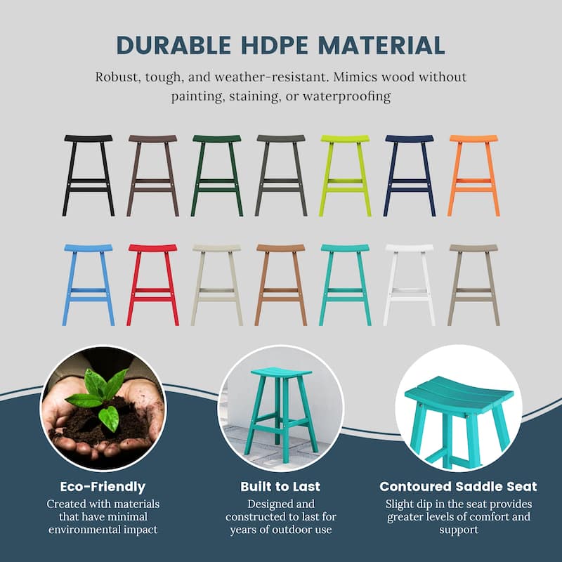 Laguna Hdpe All Weather Outdoor Patio 29" Saddle Seat Bar Stool (Set Of 2)