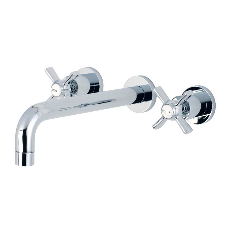 Kingston Brass Millennium Wall Mounted Roman Tub Filler with Cross - Polished Chrome