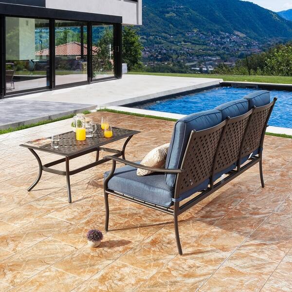PATIO FESTIVAL 3-Seater Outdoor Sofa with Coffee Table Set