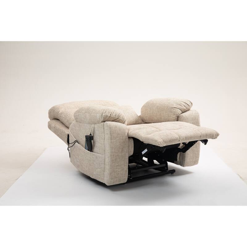 Power Lift Chair with Massage & Heat, Dual OKIN Motors Heavy Duty Recliner, Lounge Chair with Side Pockets & 2 Cup Holders