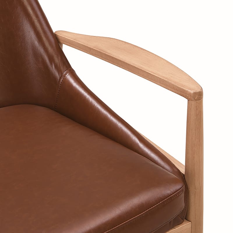 2PCS Solid Wood PU Armchairs