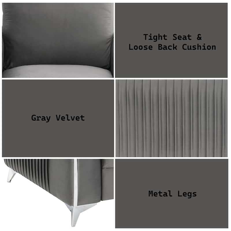 Gray Velvet Loveseat