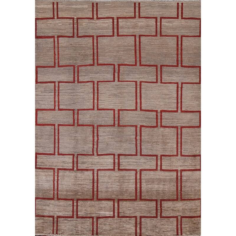 Geometric Modern Gabbeh Kashkoli Oriental Wool Area Rug Hand-knotted - 5'4" x 7'6"