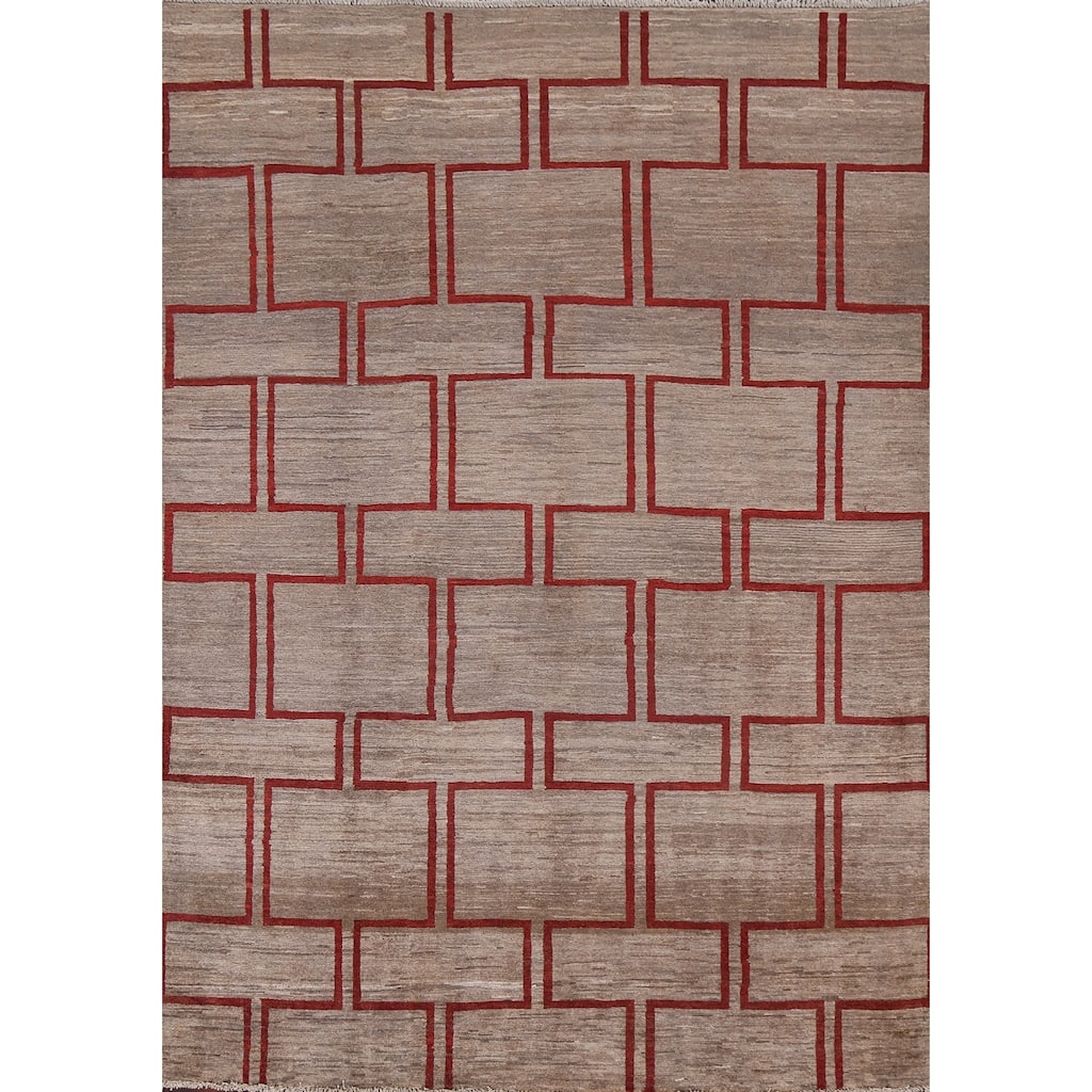 Geometric Modern Gabbeh Kashkoli Oriental Wool Area Rug Hand-knotted - 5'4" x 7'6"