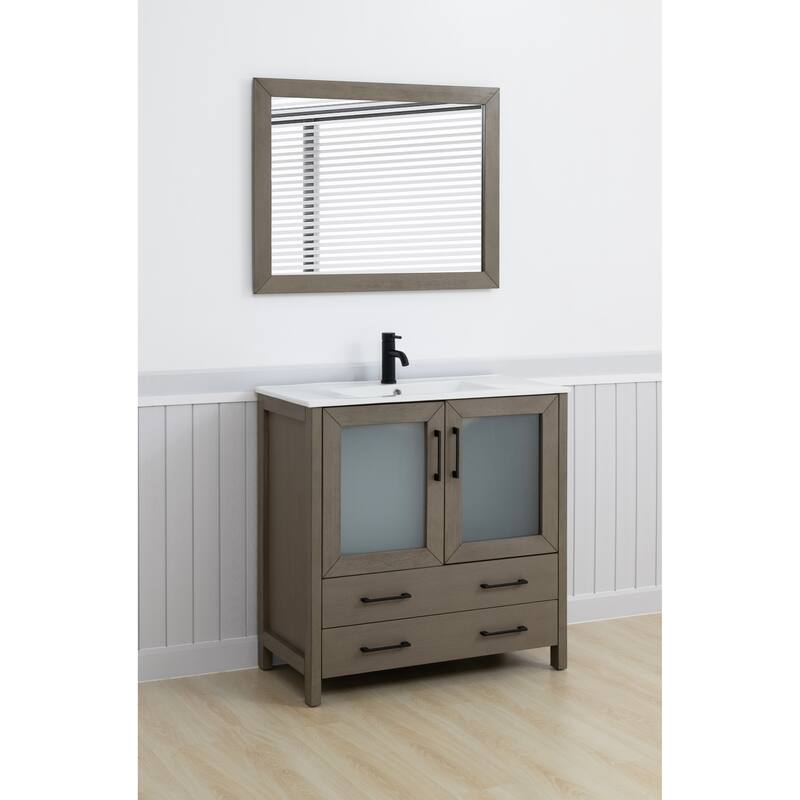 Vanity Art 36-Inch Single Sink Bathroom Vanity Set Dove-Tailed Drawers, 1 Cabinets, 1 Shelf, Soft-Closing Doors with Free Mirror