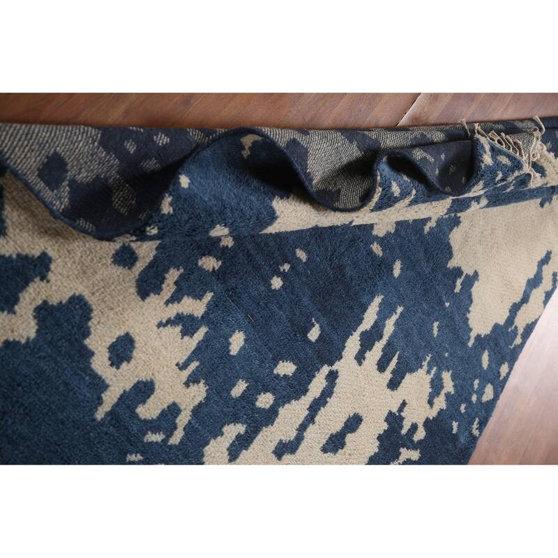 Abstract Moroccan Indian Area Rug Hand-Knotted Wool Carpet - 4'11"x 7'9"