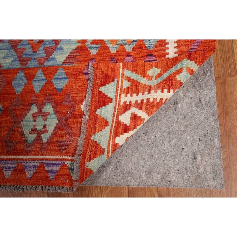 Hand Woven Oriental 100% Wool Carpet Southwestern All-Over Navy Blue & Blues Kilim Area Rug - 11' 10'' X 8' 5''