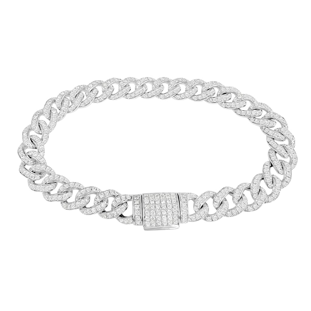 Auriya Silver Lab Grown Diamond Cuban Bracelet 5.00 ct. tw. (E-F VS)