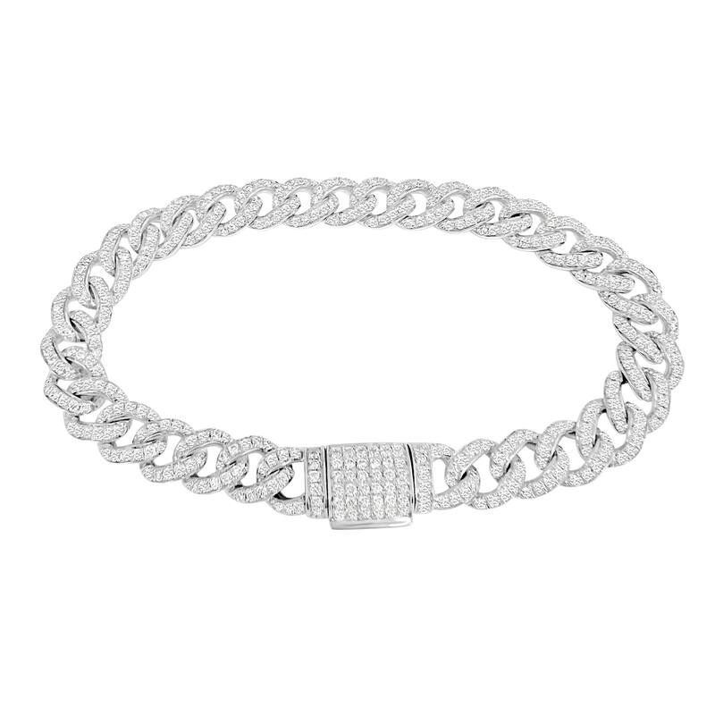 Auriya Silver Lab Grown Diamond Cuban Bracelet 8.40 ct. tw. (E-F VS) - White