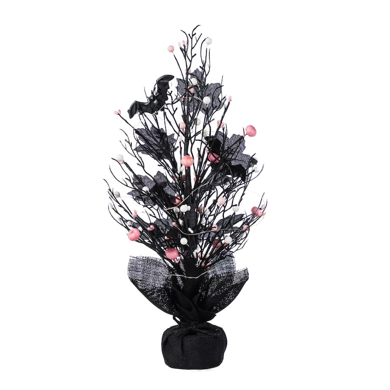 Glitzhome LED Lighted Halloween Candy Corn Berries Bats Table Tree
