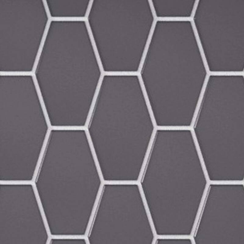 Cruz Bay Studio MKT2872 Long Hex - 11" x 11" Geometric Floor and Wall - Carbon Matte