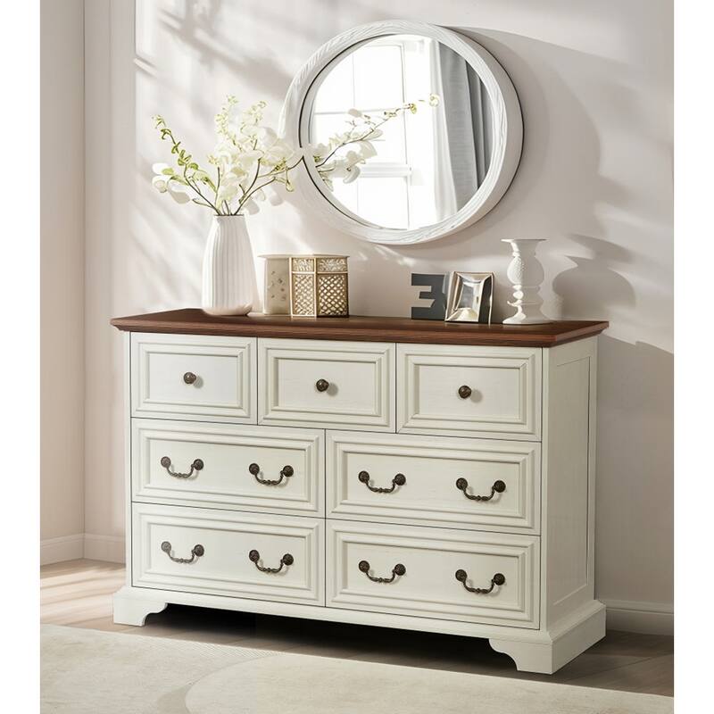 Storage Dressers Organizer - Antique Brown/White - 7-drawer