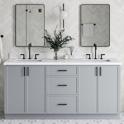 Ariel K72DCQRVO Kelly 72-1/4" Free Standing Double Basin Vanity Set