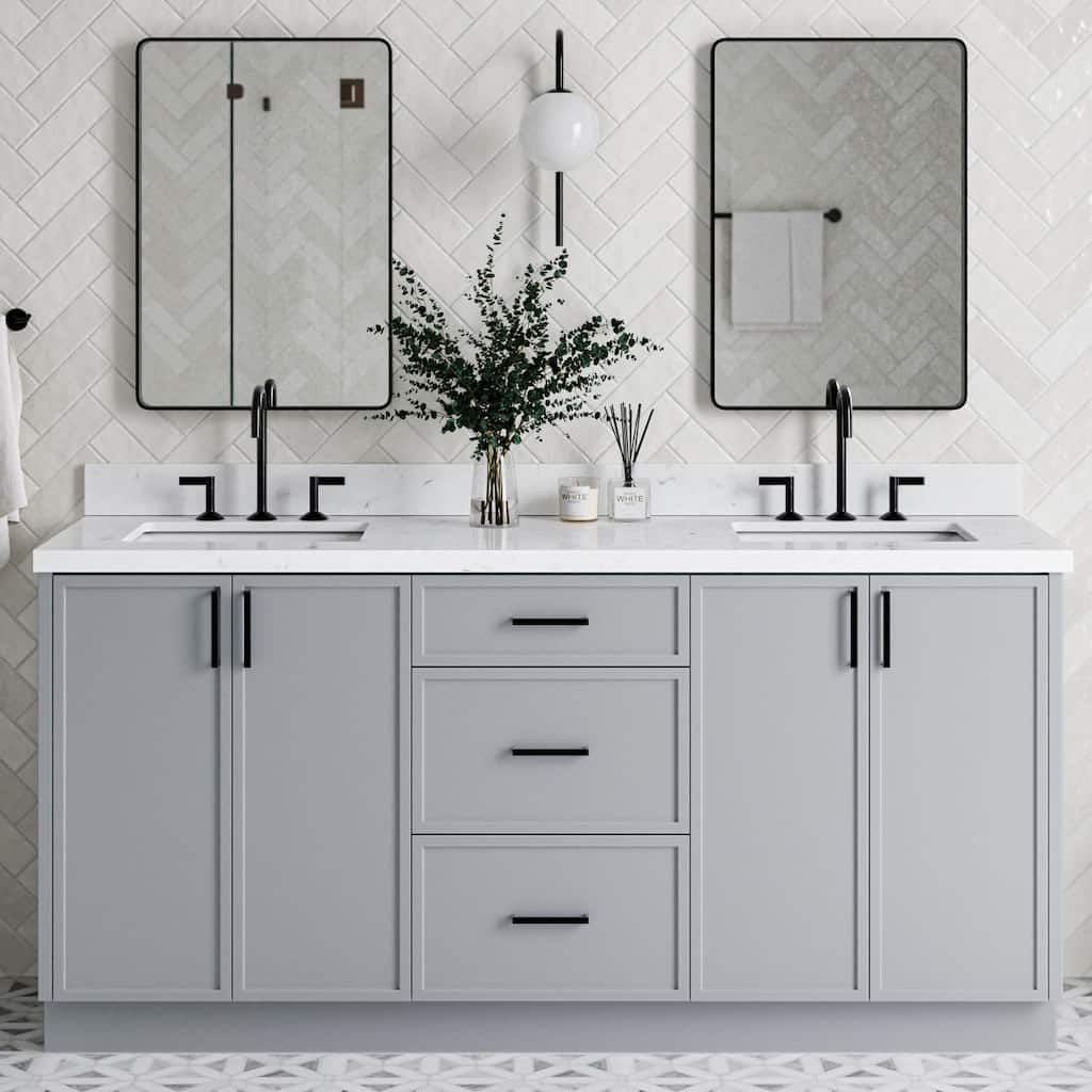 Ariel K72DCQRVO Kelly 72-1/4" Free Standing Double Basin Vanity Set