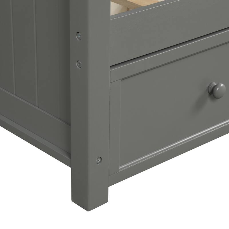 Grey Solid Wood Twin Daybed with Storage Drawers - No Box Spring Needed