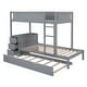 preview thumbnail 8 of 7, Gray Bunk Bed with Twin Trundle, Desk, Drawers, USB Outlets, Guardrails