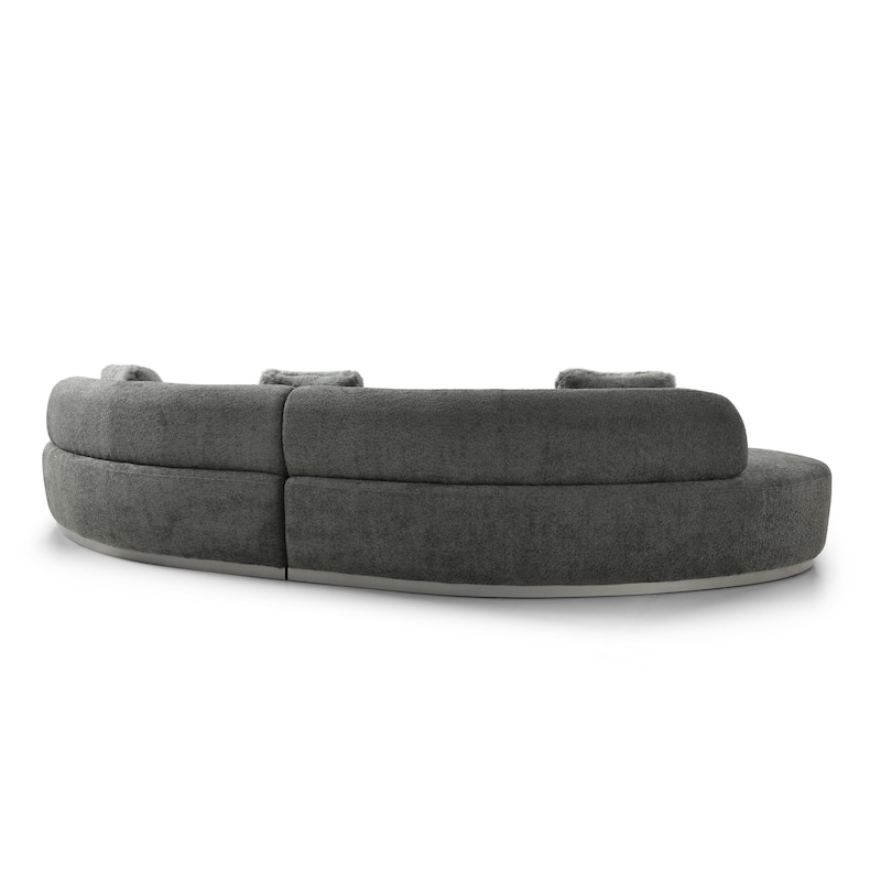 HomeRoots 150" Dark Gray Boucle Curved Sofa With Toss Pillows