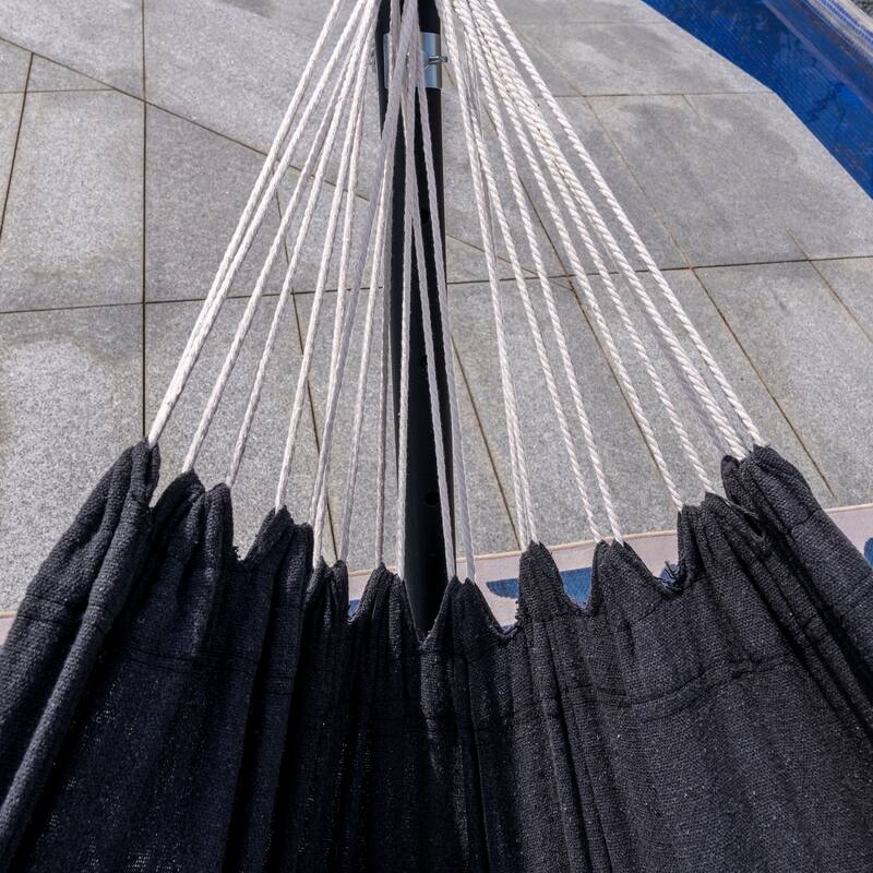 Double Cotton Hammock with Heavy Duty Steel Stand