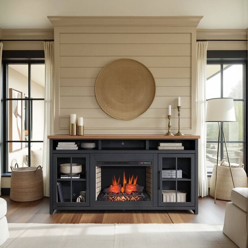Bridgevine Home 74 inch Fireplace TV Stand Console for TVs up to 85 inches