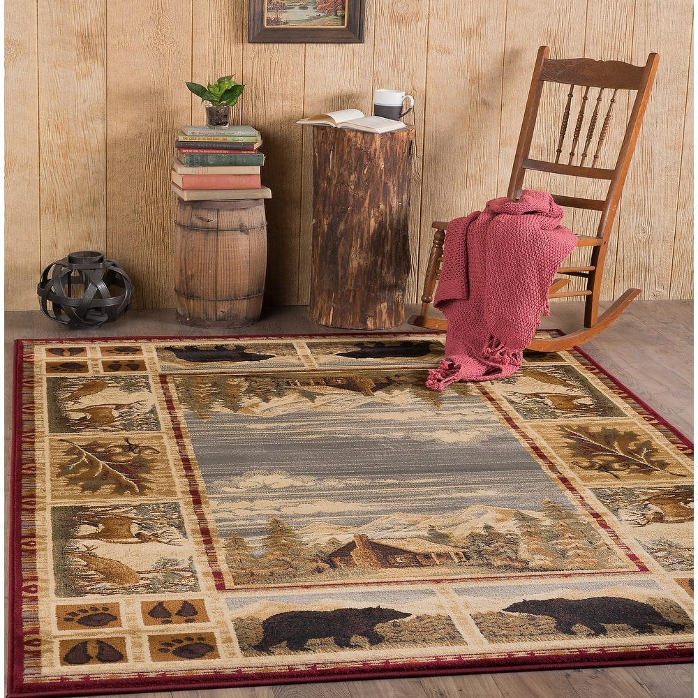Natural Lodge Novelty Graphic Indoor Area Rug