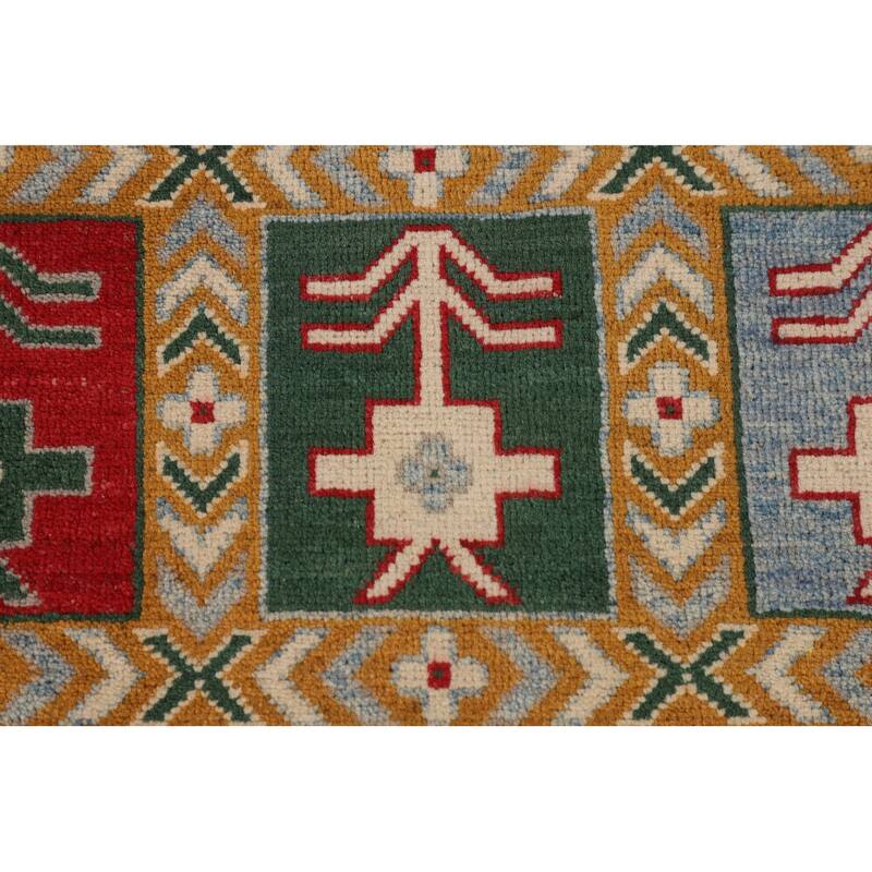 Tribal Geometric Kazak Oriental Area Rug Hand-Knotted Wool Carpet - 6'6" x 10'4"