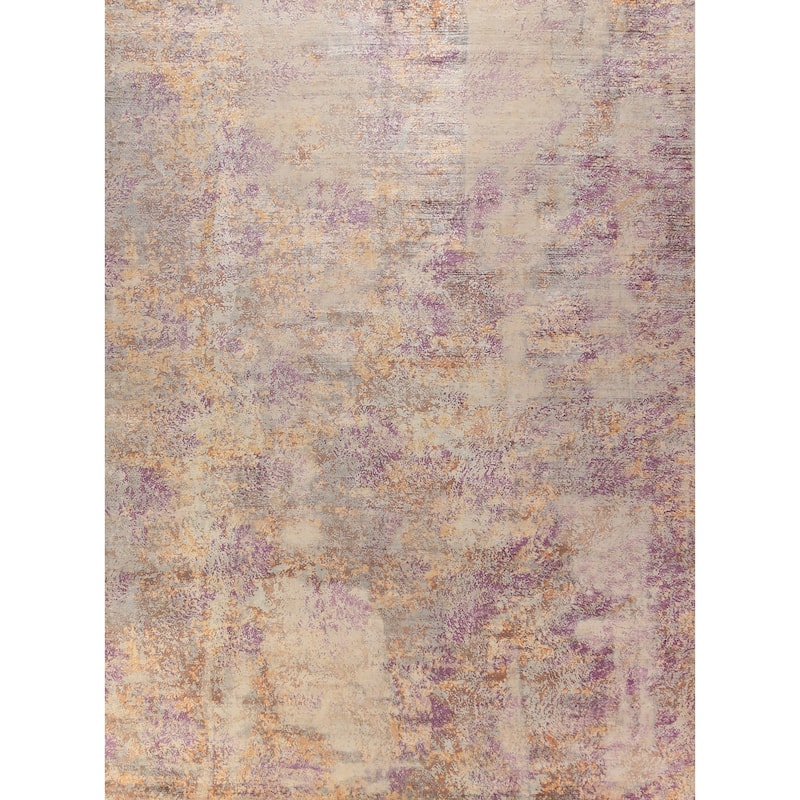 Modern Abstract Indian Area Rug Handmade Multi-Color Wool Carpet - 8'11"x 11'9"
