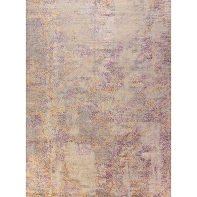 Modern Abstract Indian Area Rug Handmade Multi-Color Wool Carpet - 8'11"x 11'9"