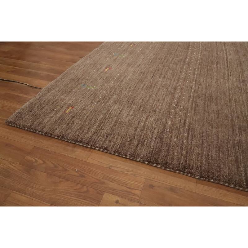 Hand Knotted Oriental 100% Wool Carpet Tribal Animal Pictorial Brown Gabbeh Area Rug - 7' 0'' X 5' 2''