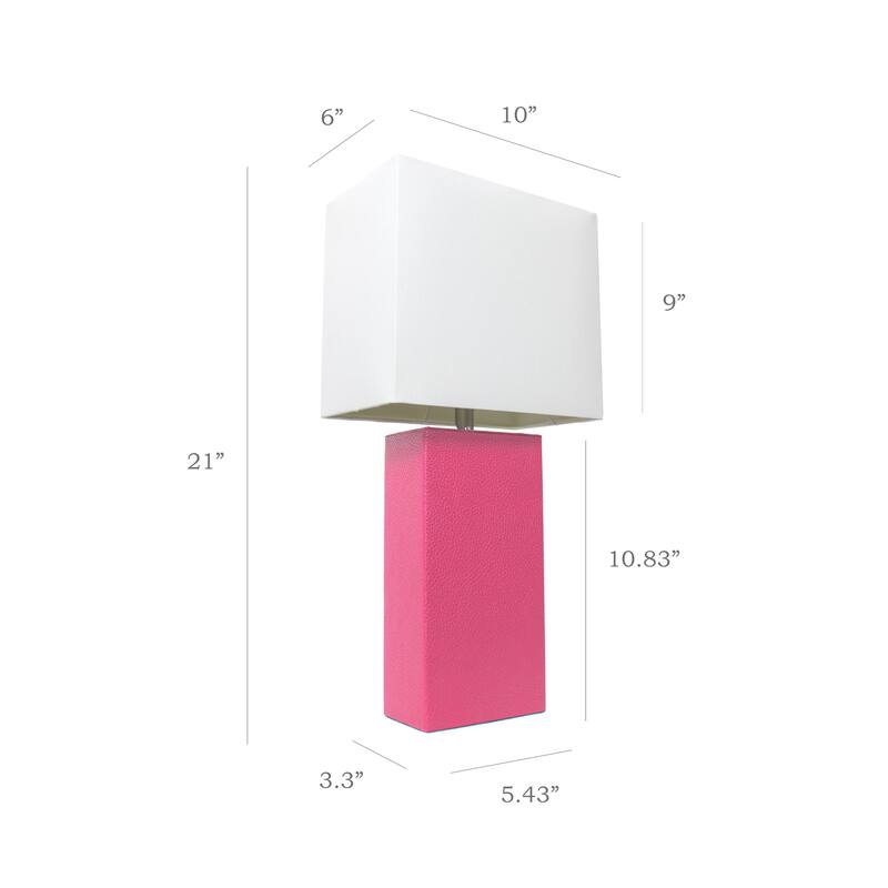 Leather Table Lamp with White Fabric Shade