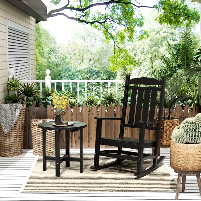 Laguna Hdpe All Weather Outdoor Patio Rocking Chair With Side Table (2-Piece Set)