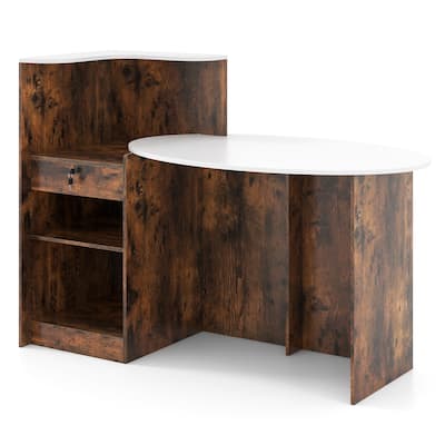 Reception Desk, Spacious, Lockable, Sturdy with Adjustable Shelf