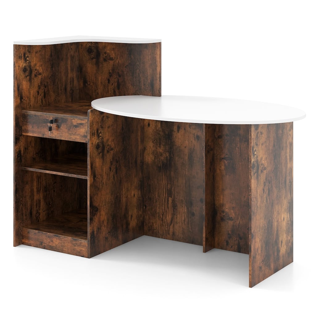Reception Desk, Spacious, Lockable, Sturdy with Adjustable Shelf