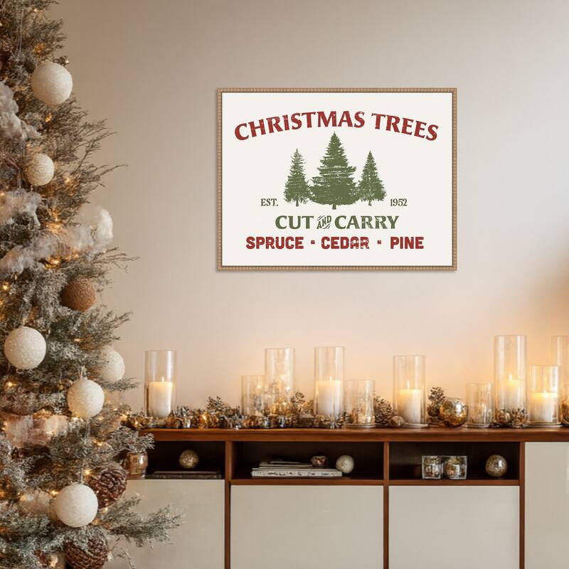 Christmas Farm Sign I by Victoria Barnes Framed Canvas Wall Art Print