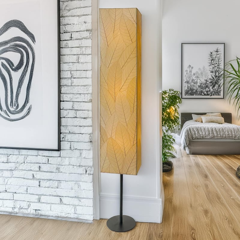 Eangee Handmade Sequoia Giant Floor Lamp, Cocoa Leaves Shade, 12 x 10 x 72 in. - 10 x 8 x 72