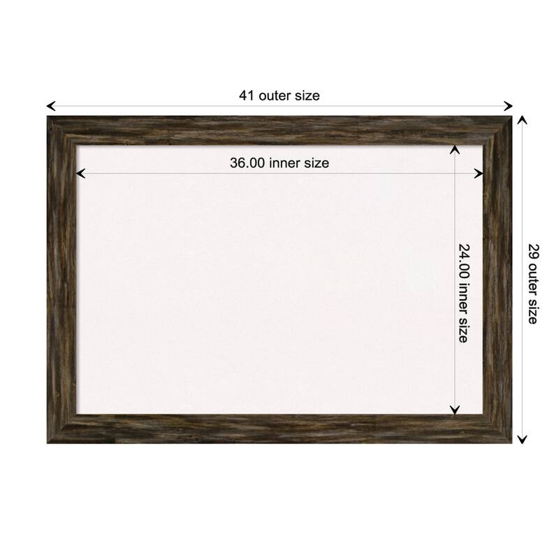 Fencepost Narrow Wood Framed White Corkboard Bulletin Board - Fencepost Brown Narrow - Board Size 36x24