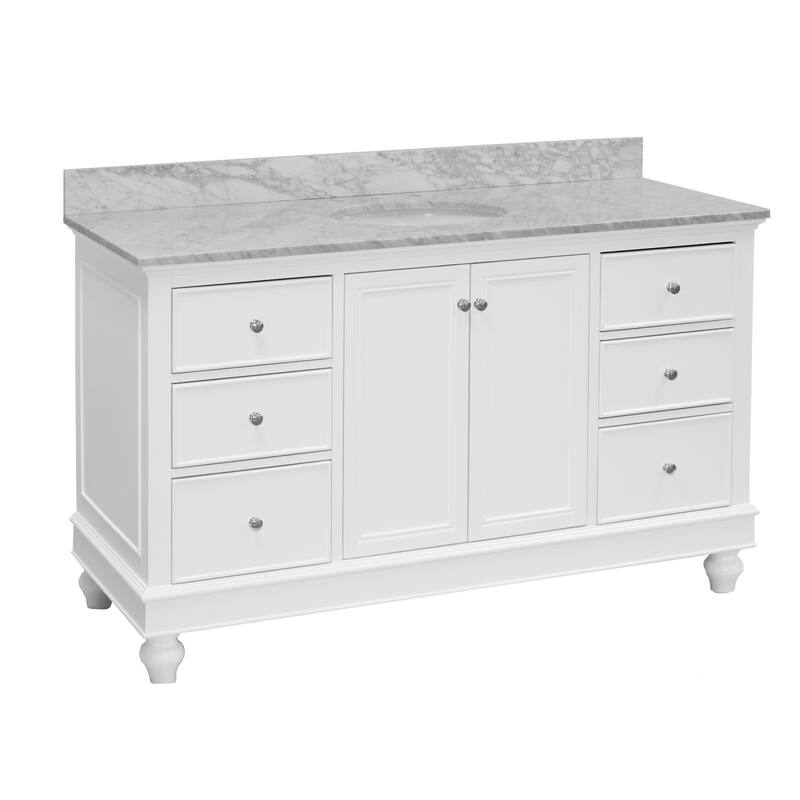 KitchenBathCollection Bella 60" Single Bathroom Vanity with Carrara Marble Top