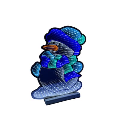 3D LED Lighted Snowman Christmas Infinity Mirror - 16"