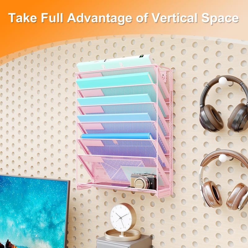 7-Tier Hanging File Organizer Vertical Wall File Holder - 15 x 13.4 x 4.5 inches
